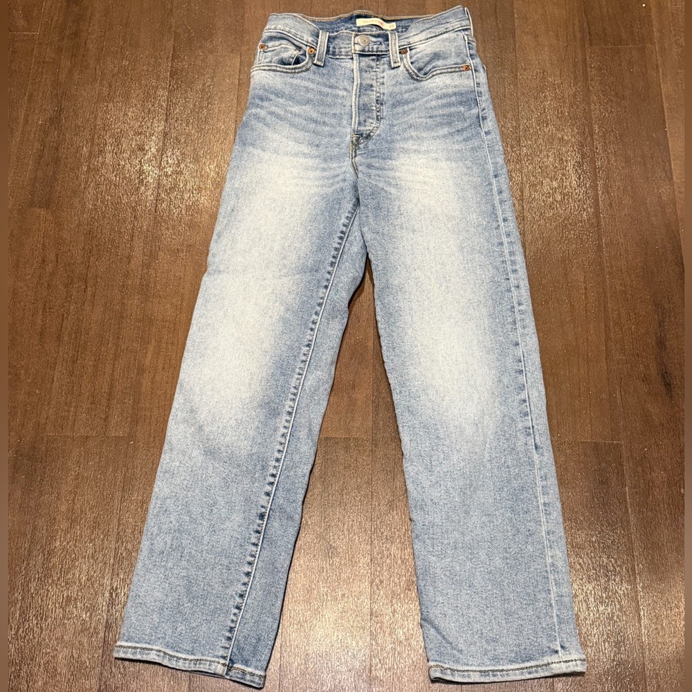 Levi's Ribcage Straight Ankle Jeans Light Indigo Sz 25